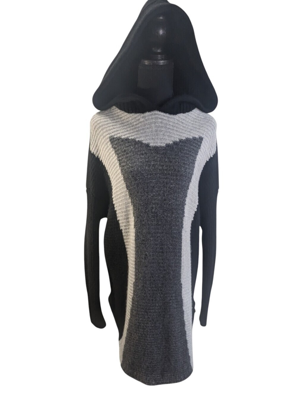 Kit and Ace Hooded Colorblock Knit Tunic Cashmere - Gray & Black Size S/M